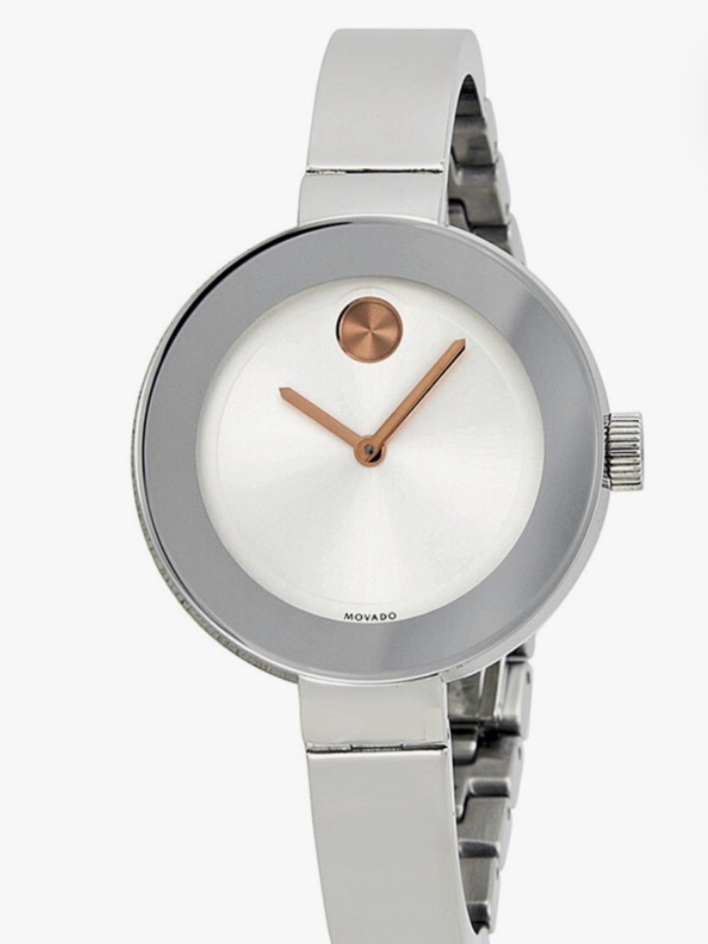 MOVADO Bold Silver Dial Stainless Steel Ladies Watch bangle